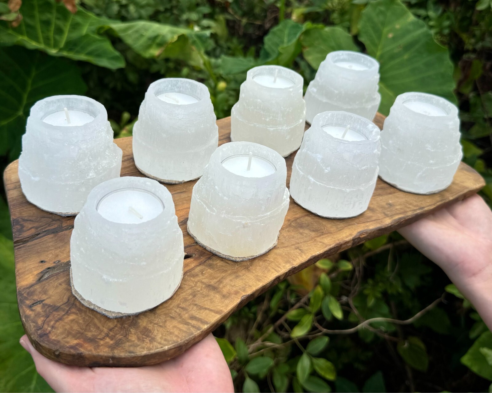 2.5″ Selenite Candle Holder for Tealight Candles (Selenite Iceberg, Tower)