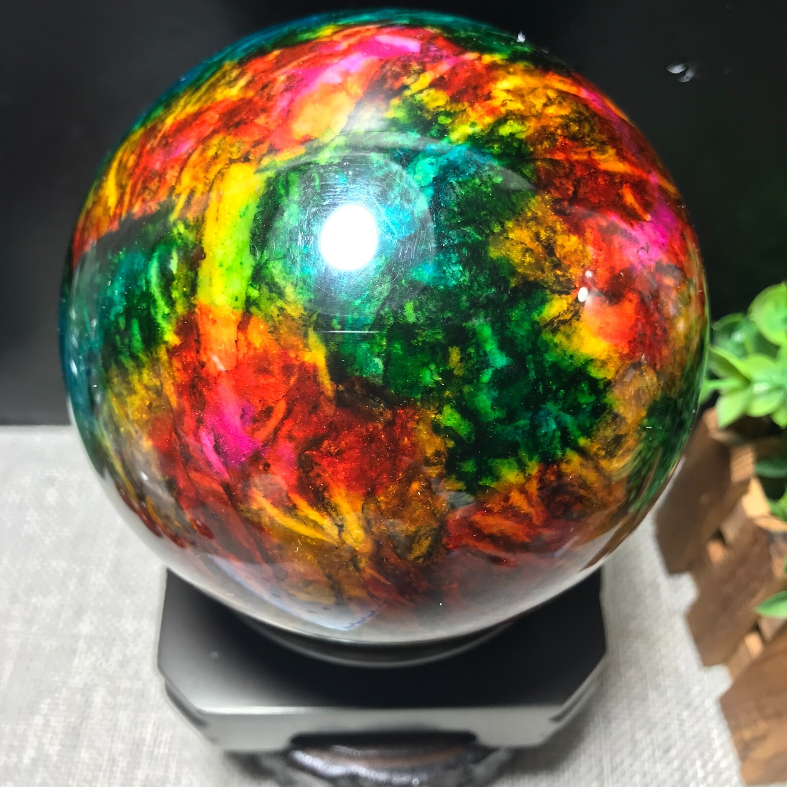 103mm 1680g “Seven Colors Jade” sphere specimen -Taiwan China Gift 01