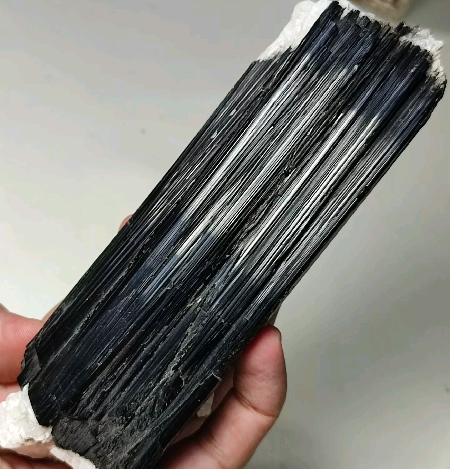 17cm Huge Black Tourmaline(Schorl) Specimen Combined With Albite-Shigar ,Pak.