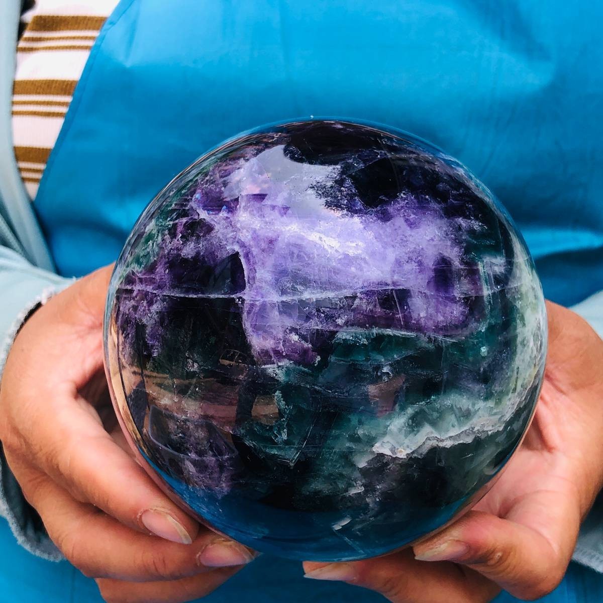 5.25LB Natural Fluorite Ball Crystal Sphere Specimen Mineral Energy Healing