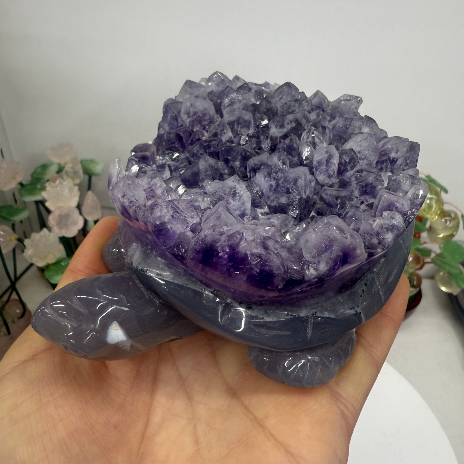 Natural agate carved Turtle quartz crystal Reiki Heal gift random 1pc