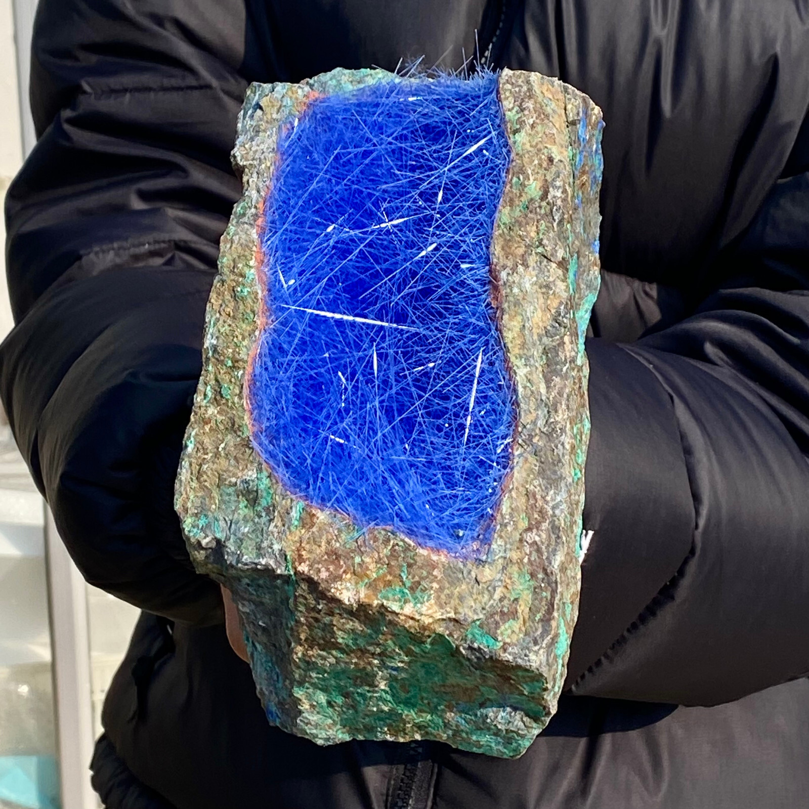 8.18LB Natural Blue Needle Iron Ore Mineral , Original Ore Quartz Crystal