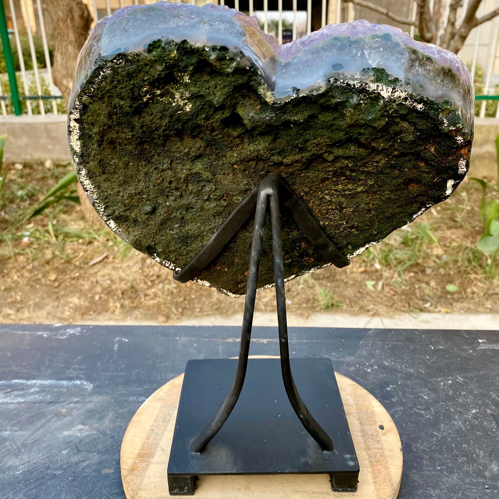 12.34LB Natural Amethyst Agate Quartz Crystal heart palm Mineral Reiki Healing