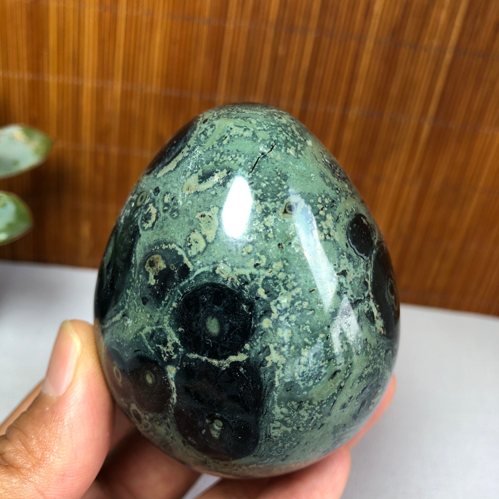 72mm NATURAL Green Kambaba jasper sphere egg quartz Crystal Healing 339g g7766