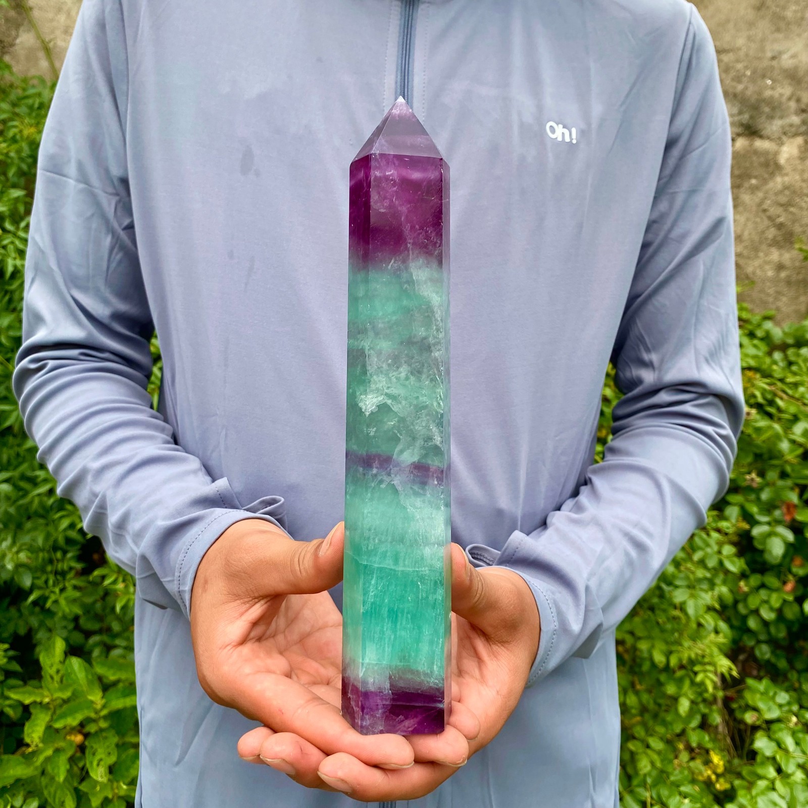 1.9LB Natural unique colored fluorite pillar quartz crystal sample