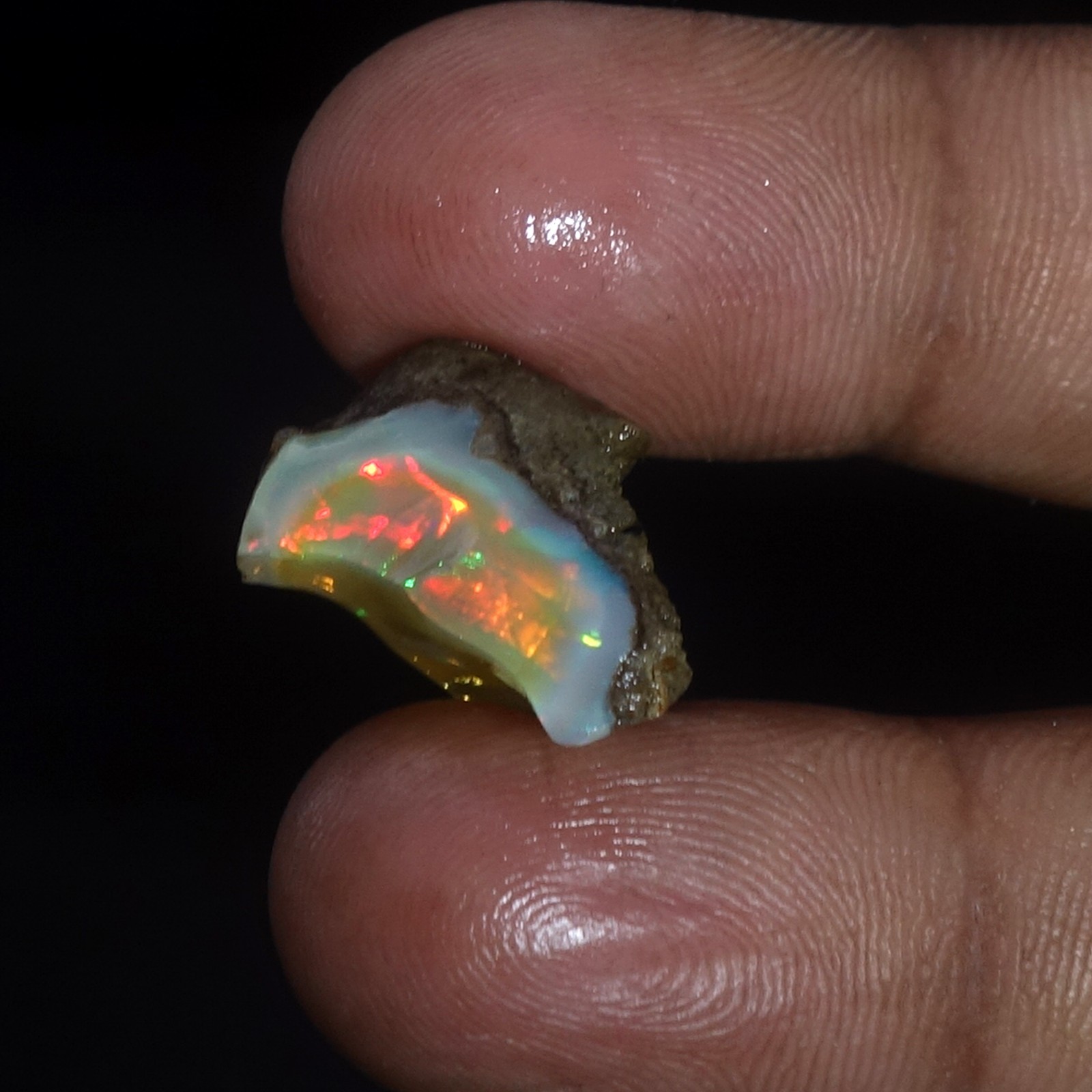 AA+ Ethiopian Oli Opal Rough Entreated Welo Opal Multi Fire Color Flash 10.50Cts