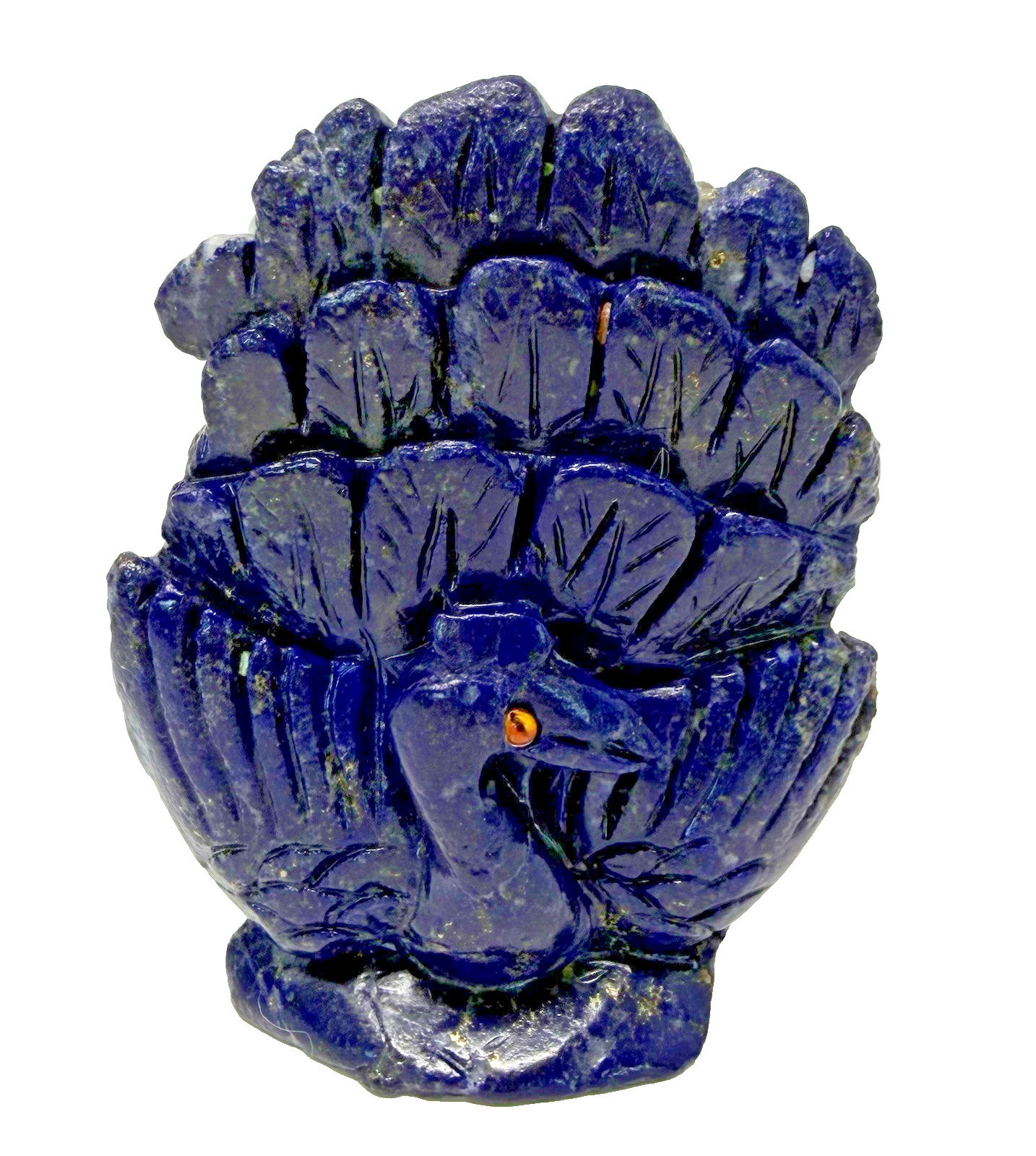 4.5” Lapis Lazuli Crystal Peacock Hand Carved UV Reactive