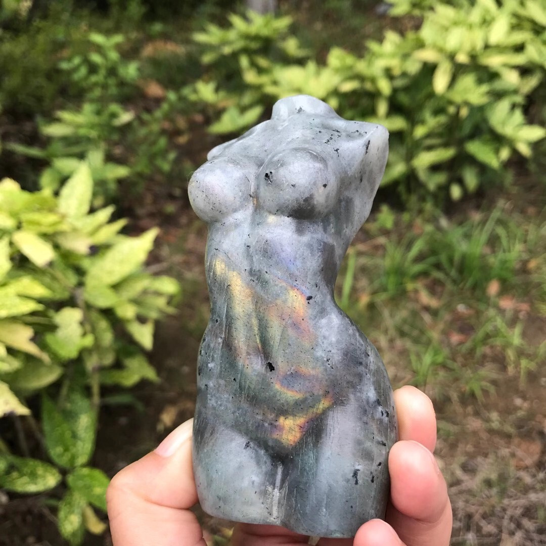 1PC Natural quartz pull feldspar carved and polished female model Healing