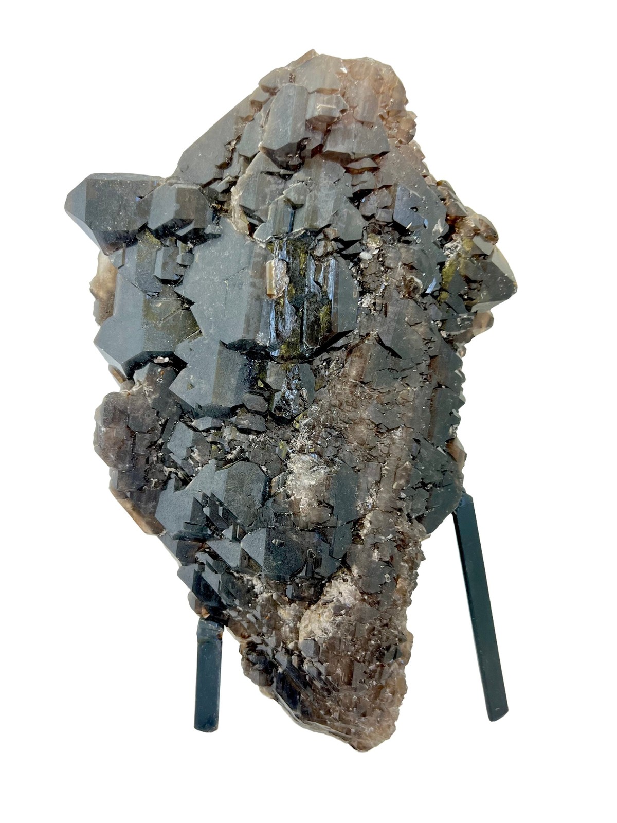 Elestial Smoky Quartz on Metal Stand – No.1, Natural Smoky Quartz from Brazil