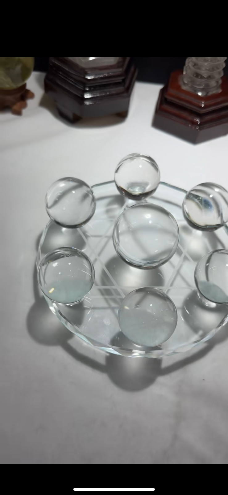 TOP Natural clear quartz ball carved crystal sphere Seven Star Group+stand 7PC