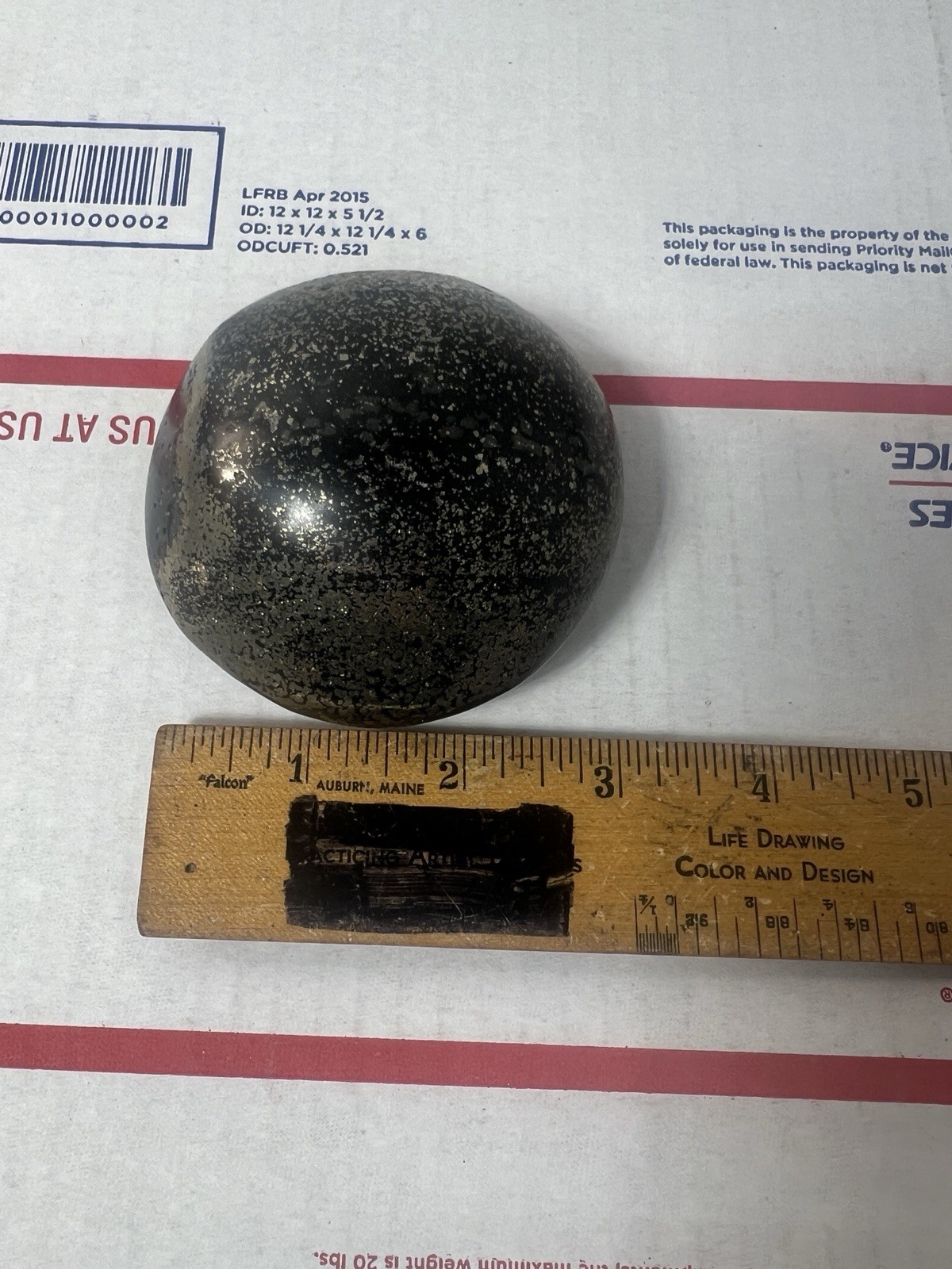 426g Golden Chalcopyrite Black Hematite Healing Crystal Palm Stone