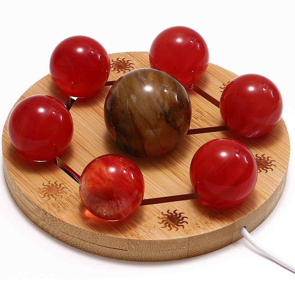 7PCS 40mm Ball Quartz Crystal Sphere Reiki healing USB Colourful Light Display