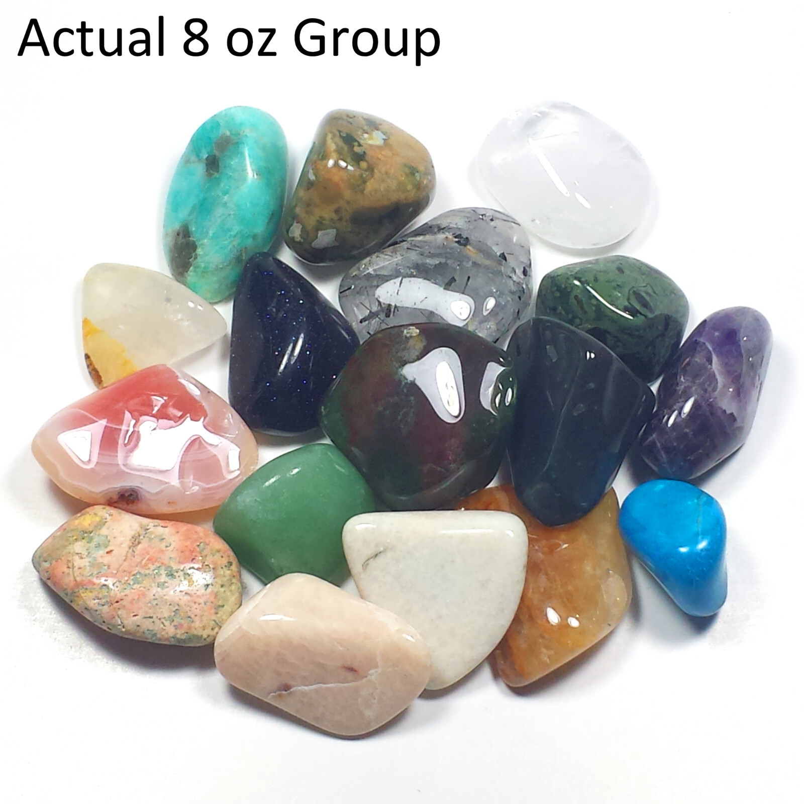 Mixed Agate, Quartz, Jasper Tumbled Polished Crystal Medium Stones, 8-16 oz Lots