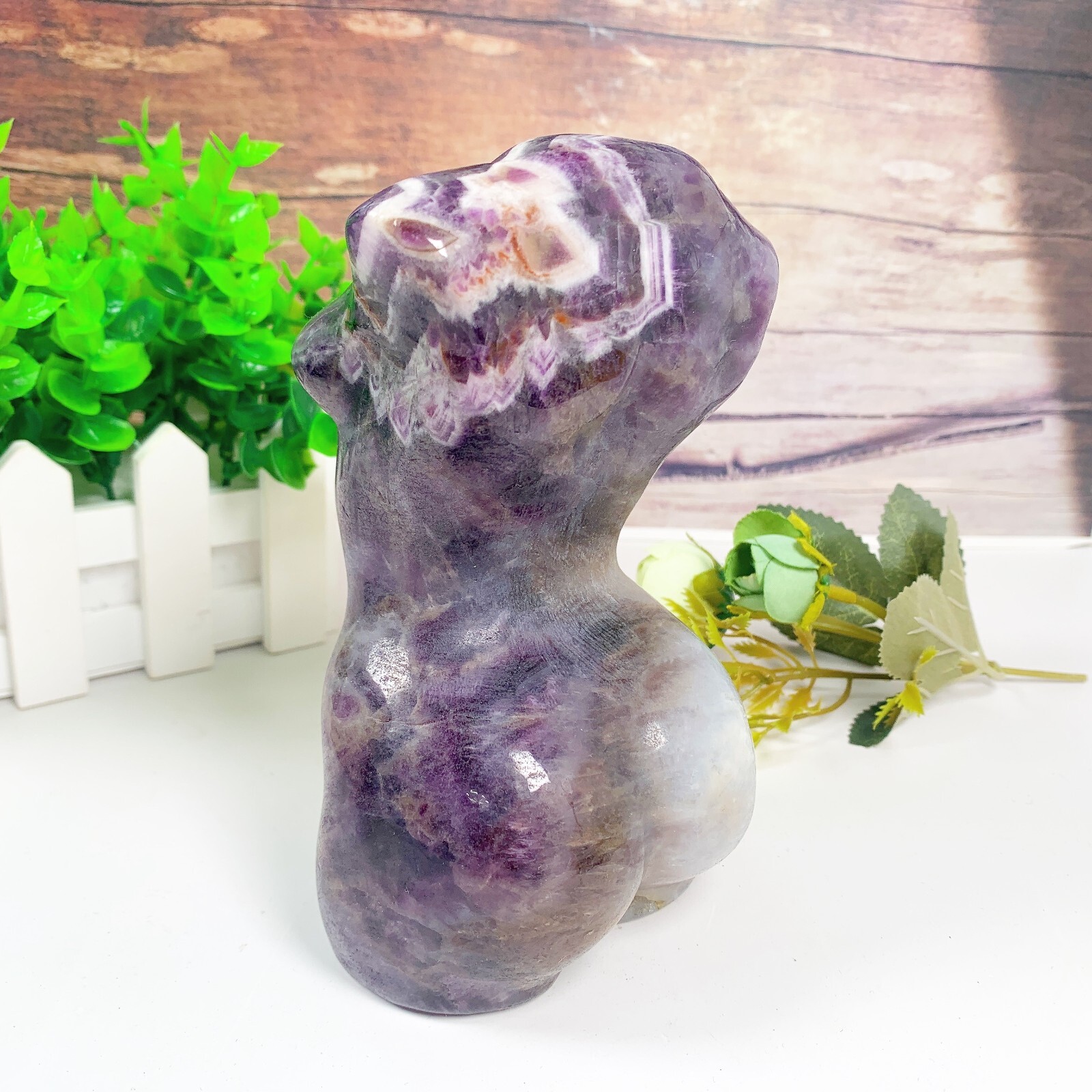 1pc Natural amethyst goddess Crystal woman body carving Home decoration