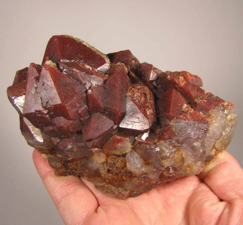 4.7″ Red HEMATOID AMETHYST Skeletal Crystals Cluster – Morocco – 1.4 lbs.