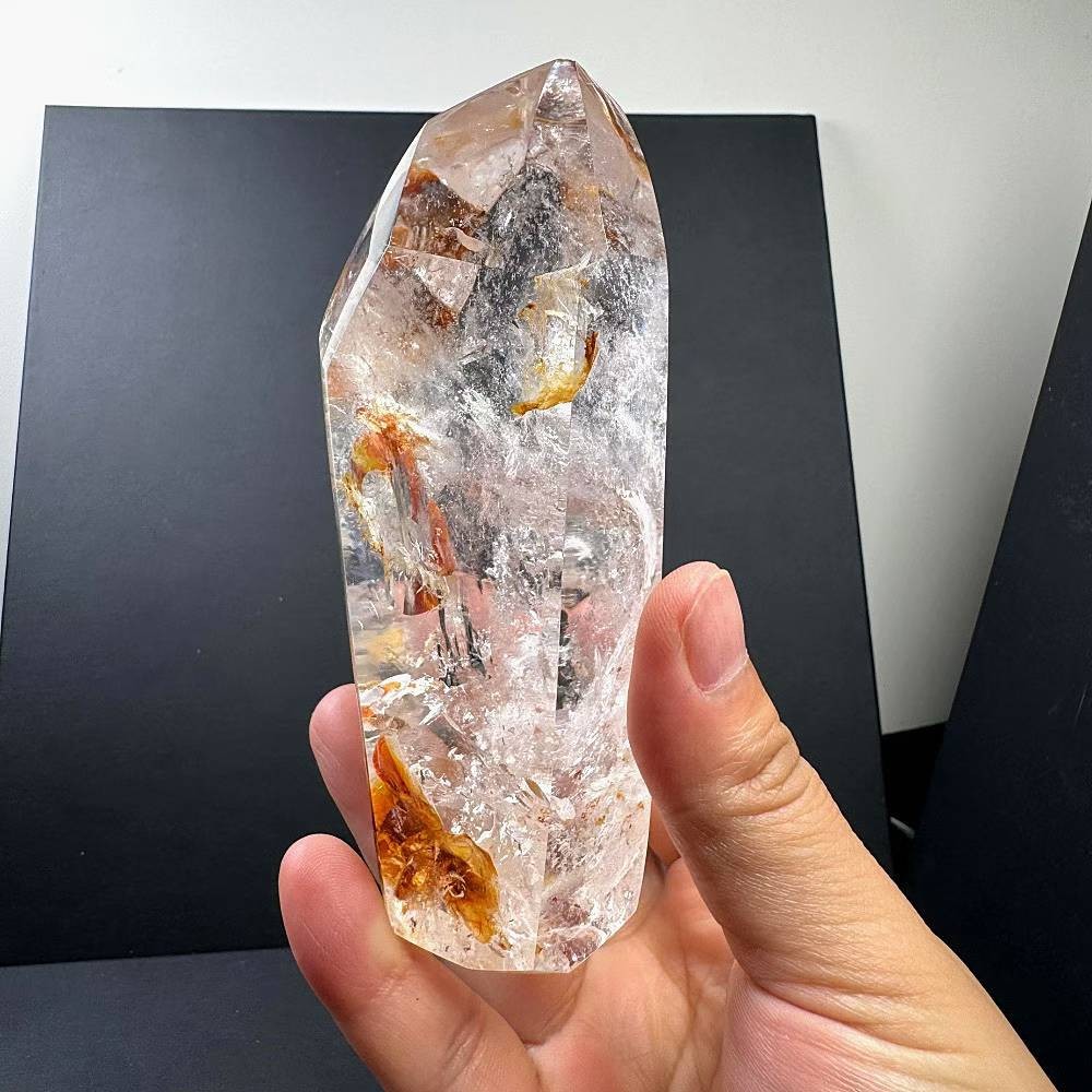 538g Natural Red gum flower Quartz Mineral Specimen Energy Cystal Reiki Decor