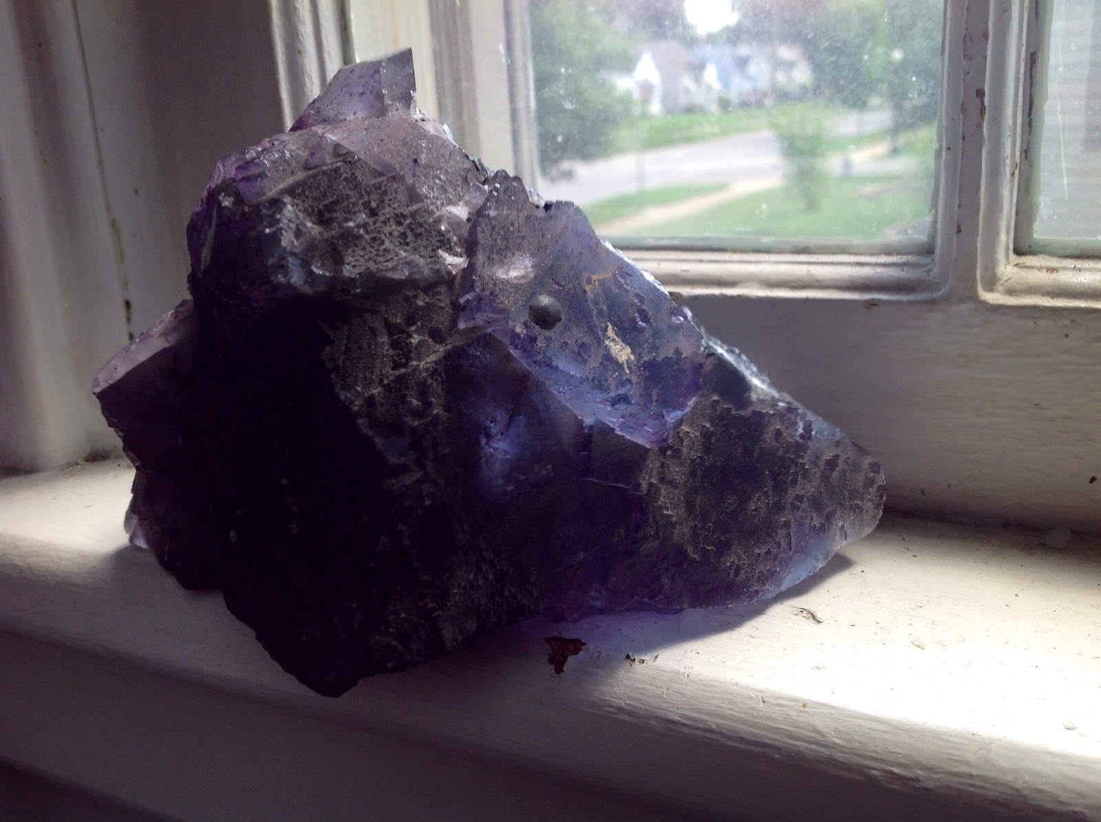RARE! 4 lb. 9 oz. Blue/Purple Fluorite w/Calcopyrite from Cave in Rock Mine