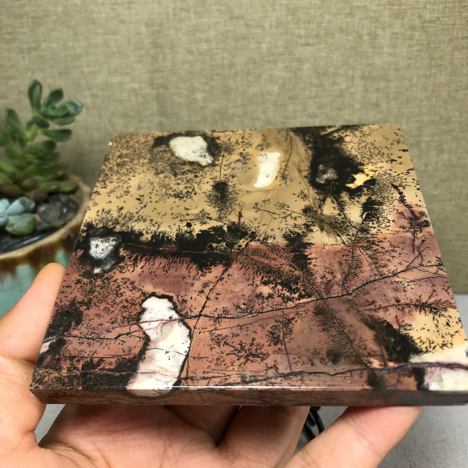 Natural Chinese painting stone crystal ornaments for home decoration 259g A5362