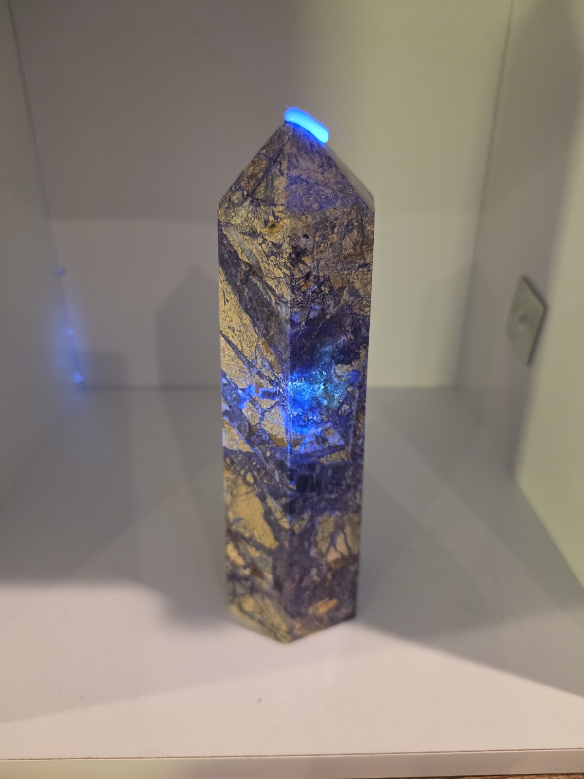 Root Fluorite Tower 2 lb Purple Gold Brecciated Crystal Point Statement Piece