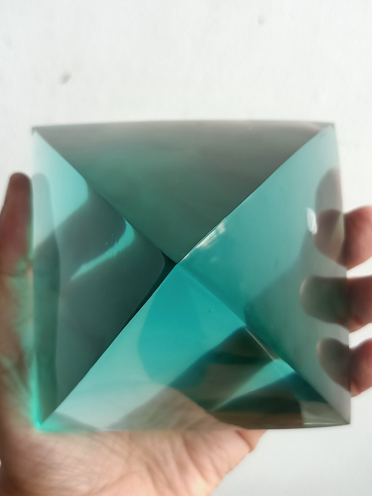 876 Grams Transparent Blue Aquamarine Pyramid Shape Monatomic Andara Crystal P12