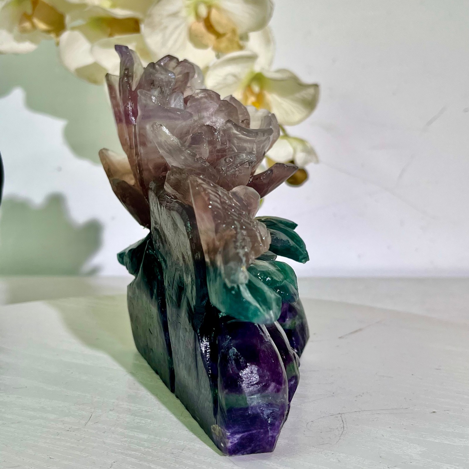 4.43LB Natural fluorite quartz products, hand carved and polished spiritual orn