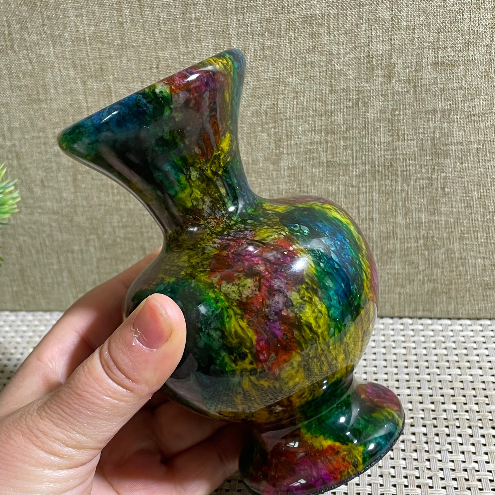 871g Seven Colors Jade vase specimen Decorative -Taiwan China