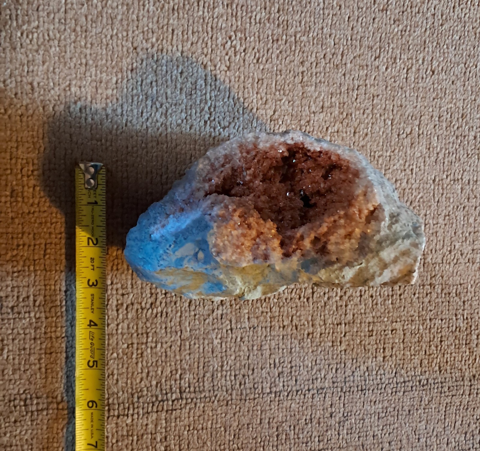 Celestite Geode Orange Crystals, Russia Large Cabinet Specimen