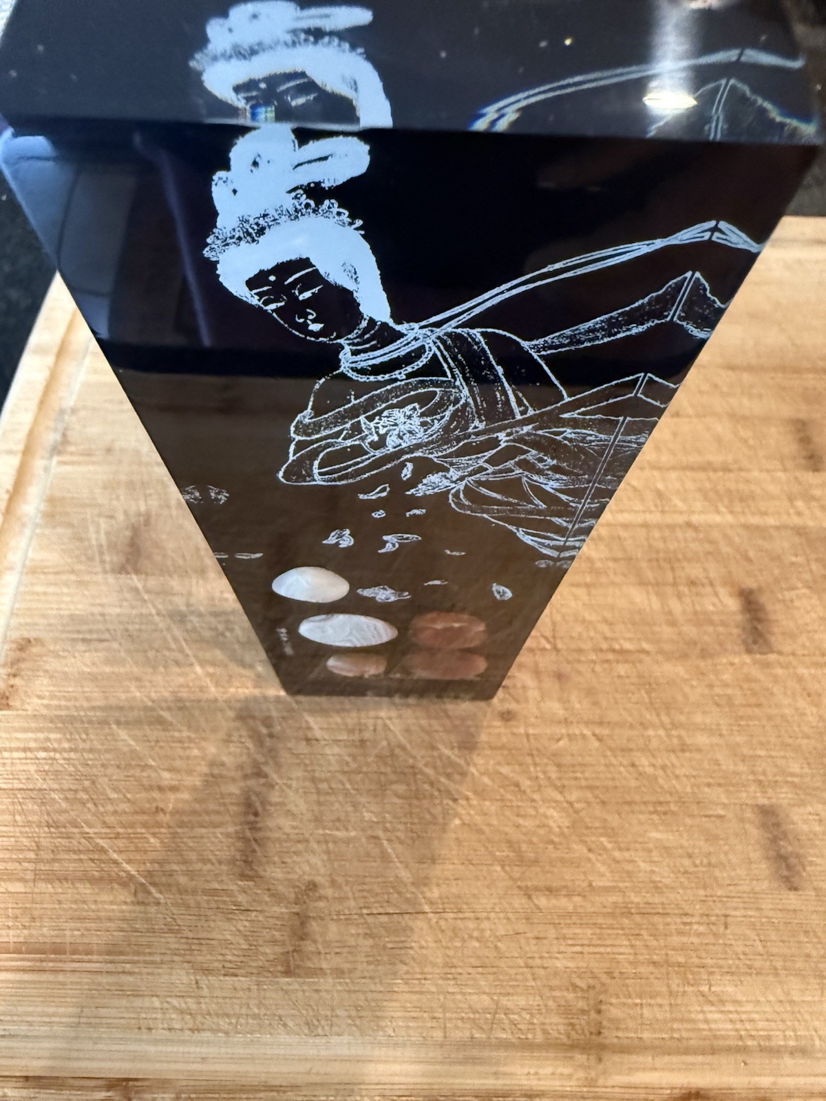 Lucite Agate Sculpture w/ Celestial Maiden – Heavy Museum Quality