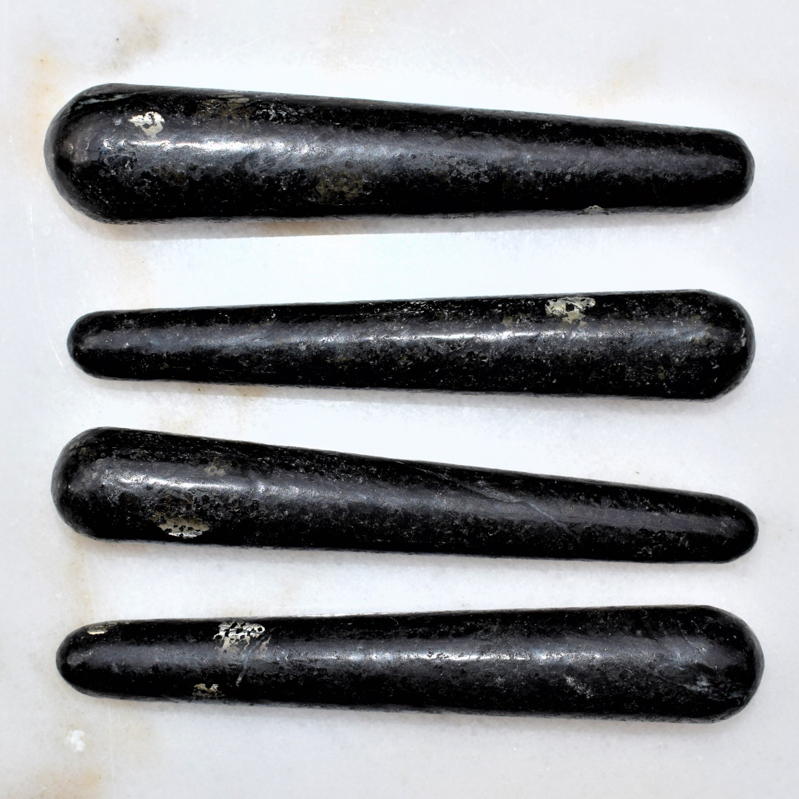 Charged 4″ Starburst Flash Nuummite Crystal Massage Wand + Selenite Heart ~70g