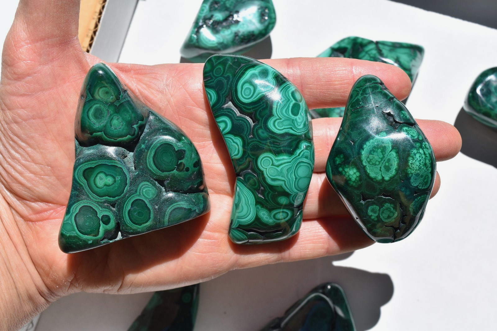 WHOLESALE Polished Malachite from Congo 15 pieces 2 kg # 5869