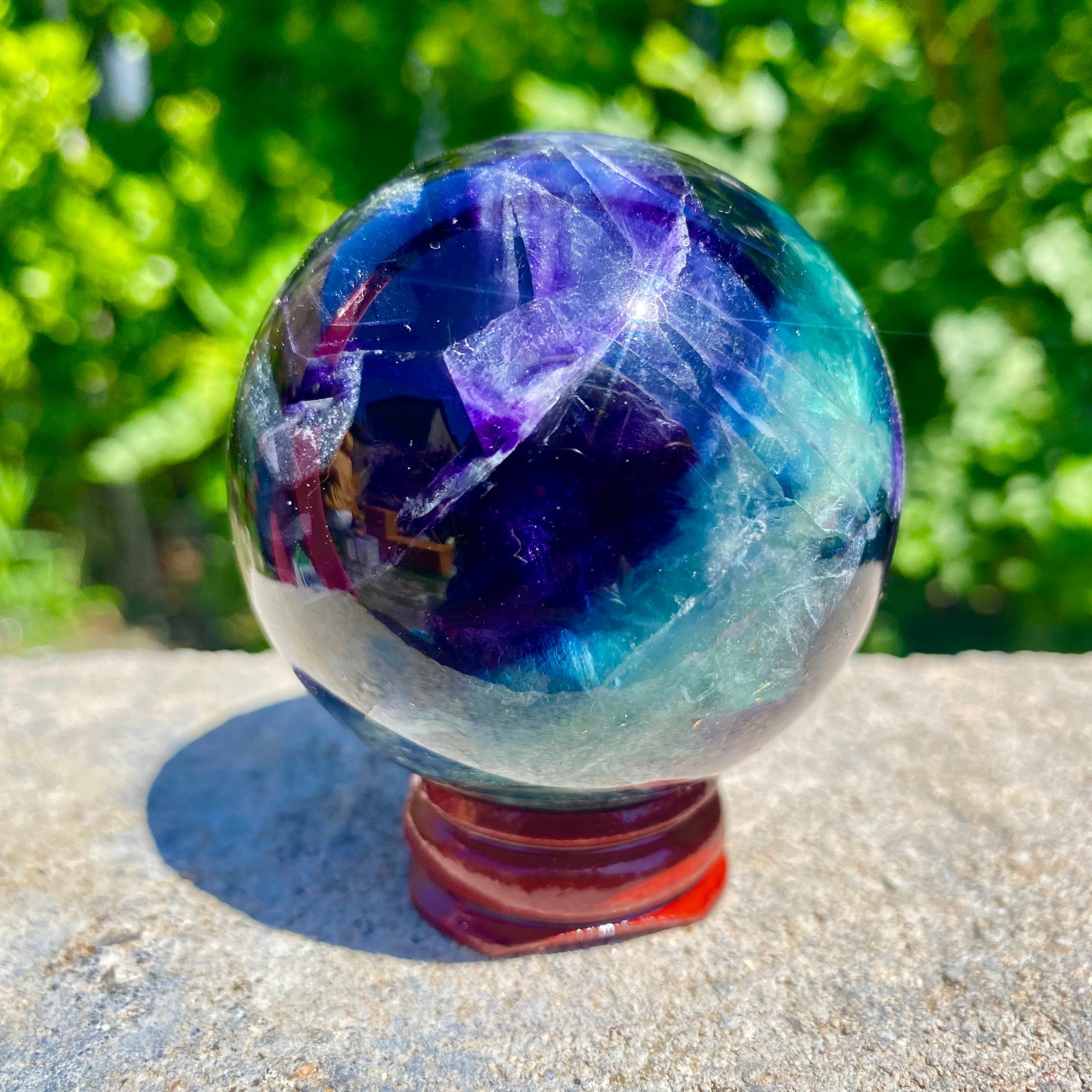 304G natural Green fluorite ball quartz crystal Sphere Reiki energy healing