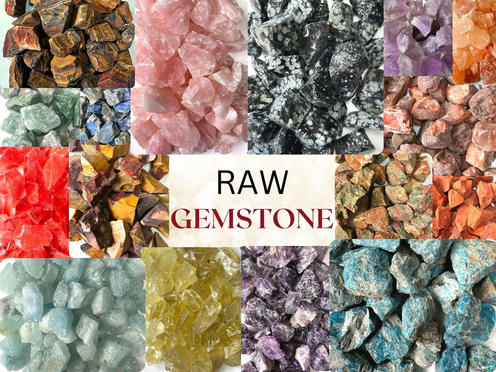 3Pcs Natural Raw Stones Healing Crystal Gemstone Rough Rocks Mineral Specimen