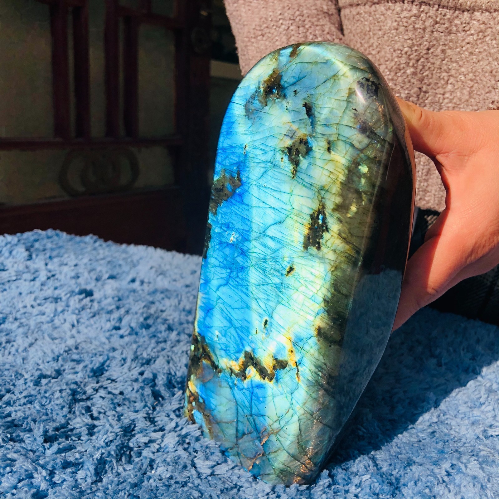 3.9LB Natural Labradorite Quartz Crystal Mineral Spectrolite Healing
