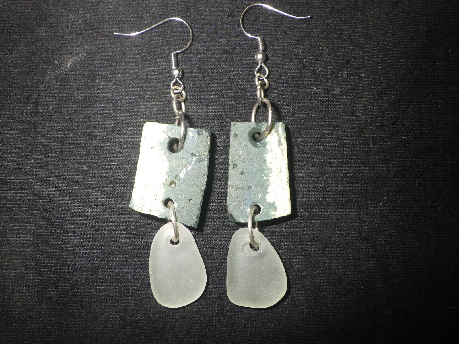 Leland Blue Stone Slag Glass And Beach Glass Earrings