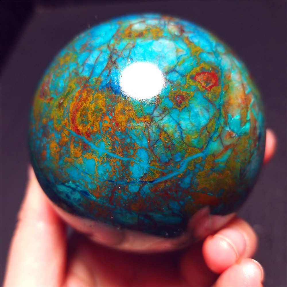 RARE 385.5G Natural Malachite Turquoise Blue Copper Ore Symbiotic Ball QQ200