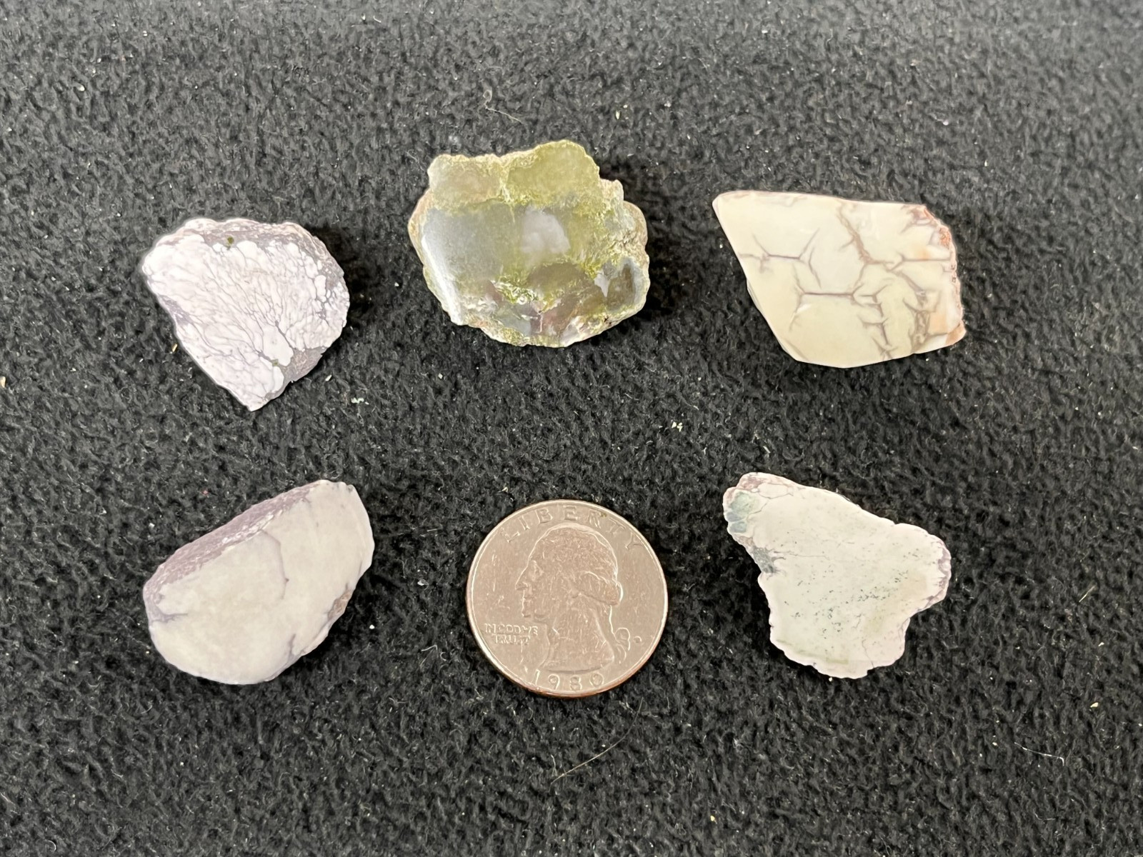 Lot of 5 pieces of Datolite Keweenaw Peninsula, Michigan