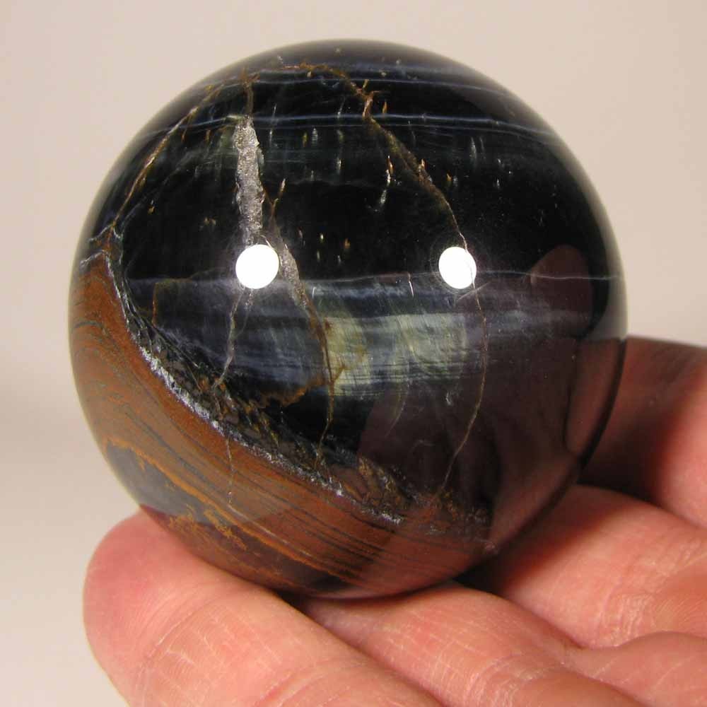 2.1″ BLUE TIGER EYE Gemstone Polished Sphere w/ Stand – South Africa – 54mm