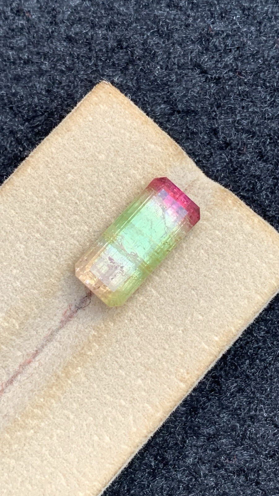 6.30ct natural pink green & peach tri colors faceted watermelon tourmaline 16.1m