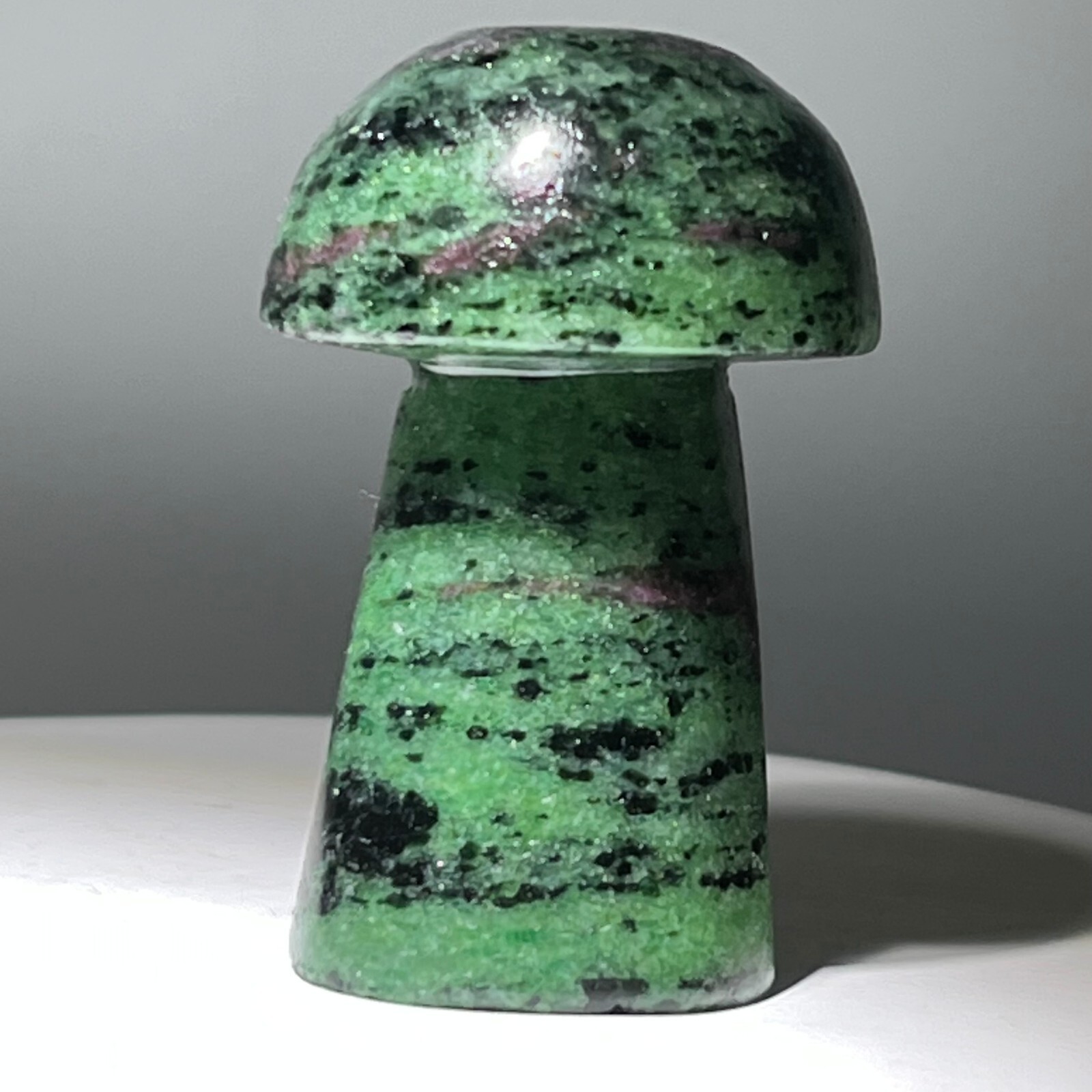 Natural quartz red green treasure, carved and polished, mushroom, reiki ener