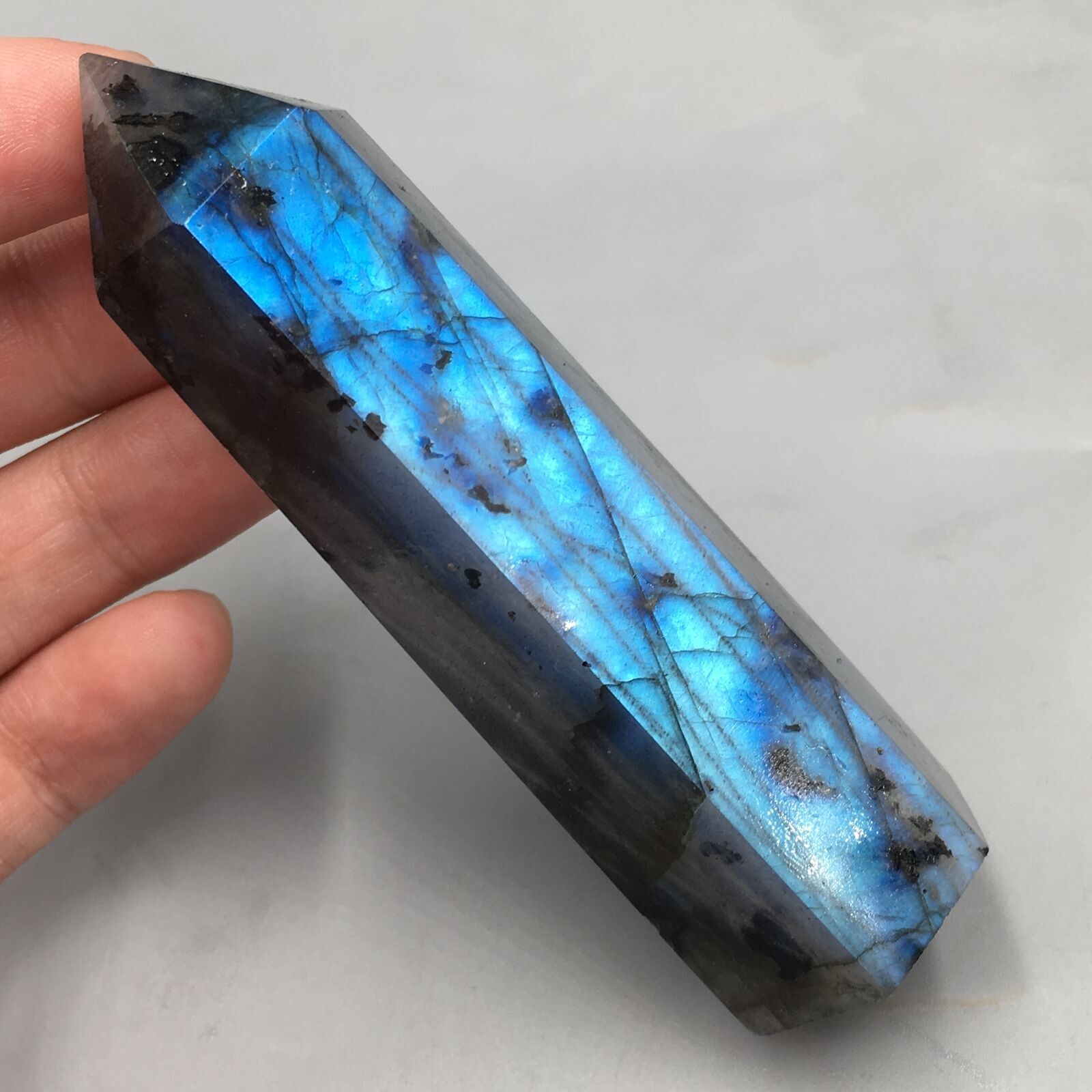 A++ Natural labradorite Quartz Obelisk quartz crystal wand Point Healing 1PC