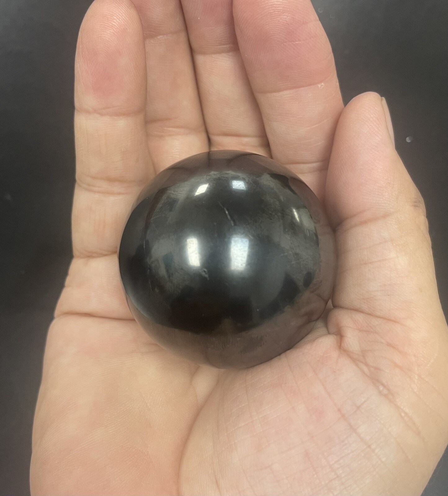 Sphere shungite polish 50mm 1.9” 5.2oz EMF protection + Poly Chrome Stand