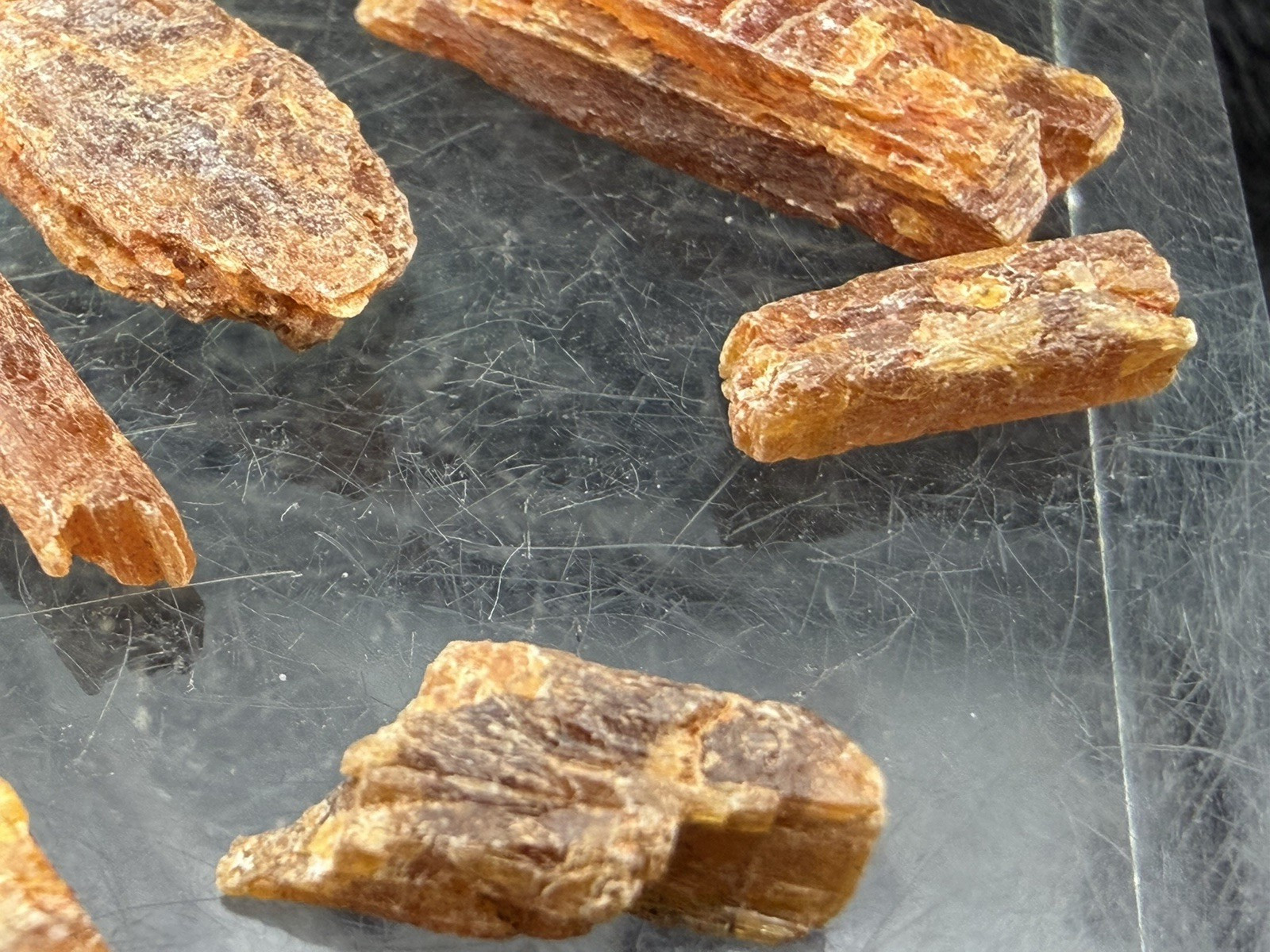 Rare Natural Untreated Orange Kyanite Blades from Tanzania, East Africa.