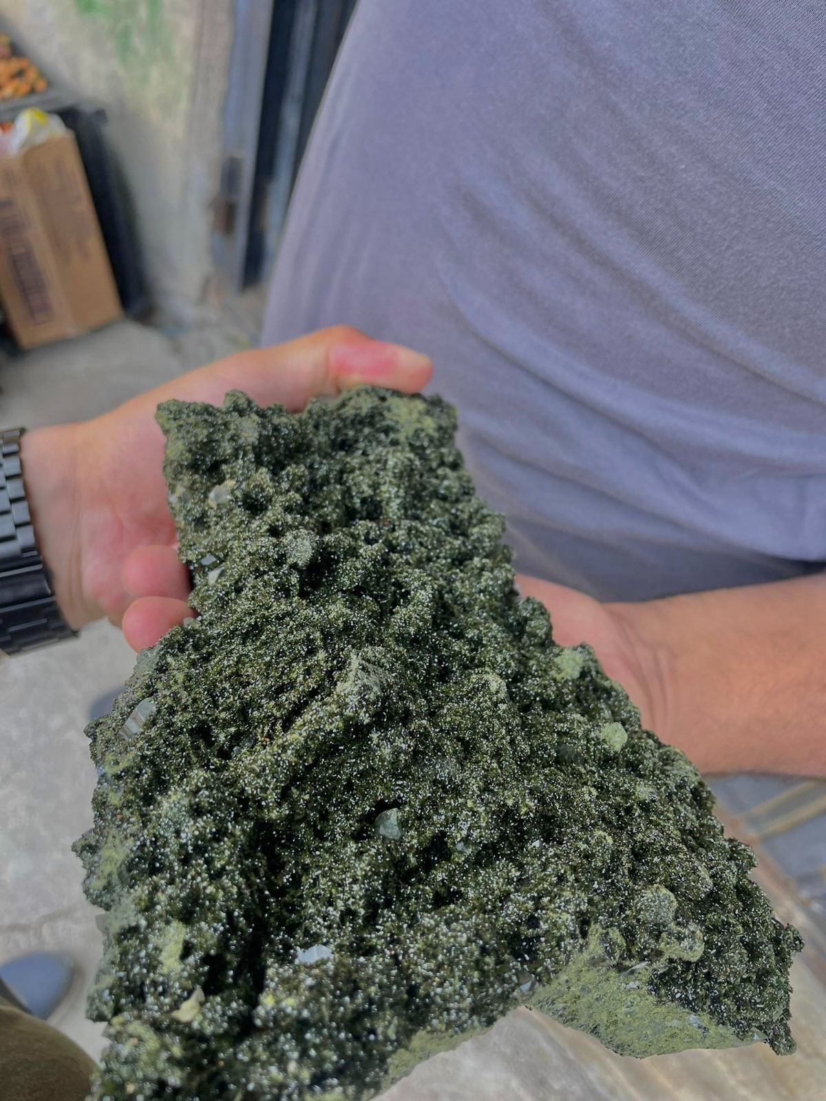 Large Natural Green Mineral Specimen – Believed to be Epidote – Raw Crystal Clus