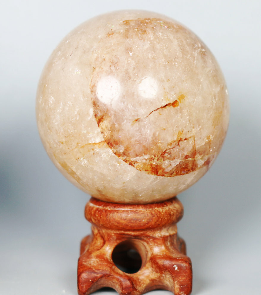 190 g NATURALRed PHANTOM MULTI-INCLUSIONS Rainbow CRYSTAL Sphere Ball / Stand