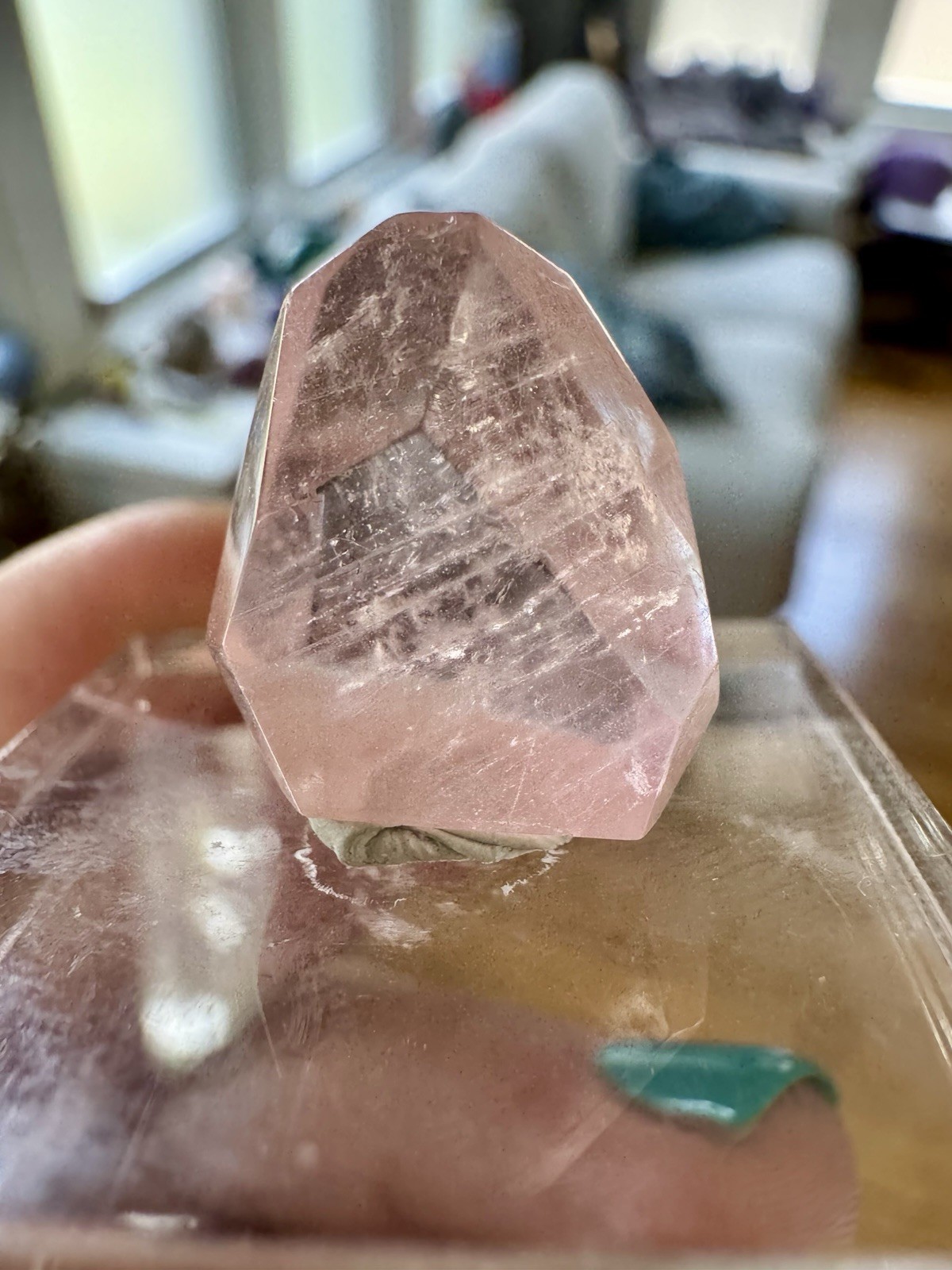 Polished Morganite From Brazil – 3 Grams, Comes On Acrylic Stand.