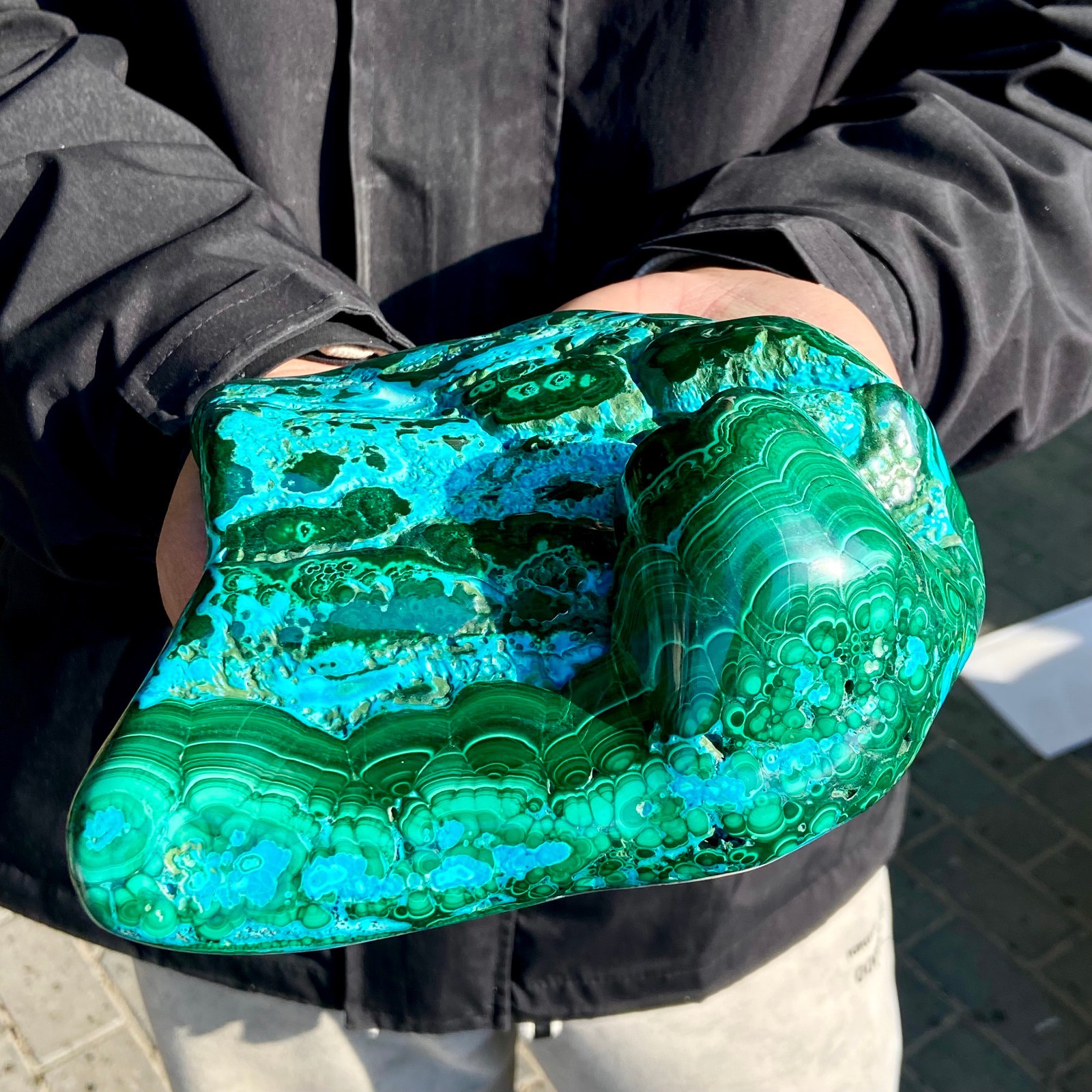 5.9LB Natural Malachite Cat Eye Mineral Specimens Quartz Crystal Reiki Healing