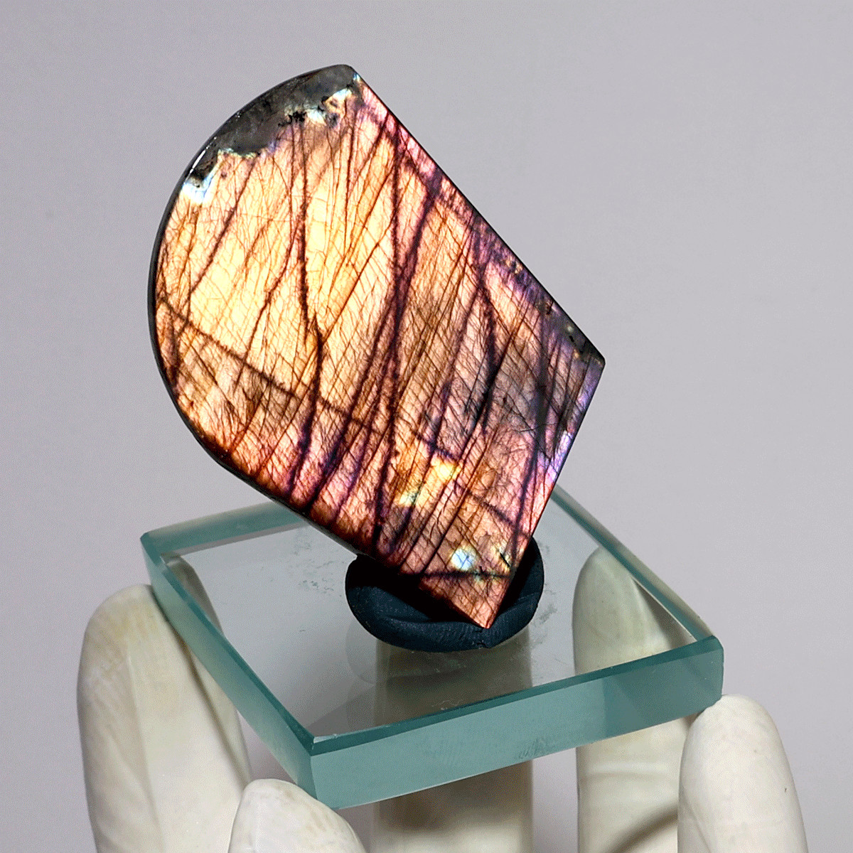 Inner Ignition~ Natural Spectrolite Rainbow Flash Slab~ Freeform Aurora Crystal