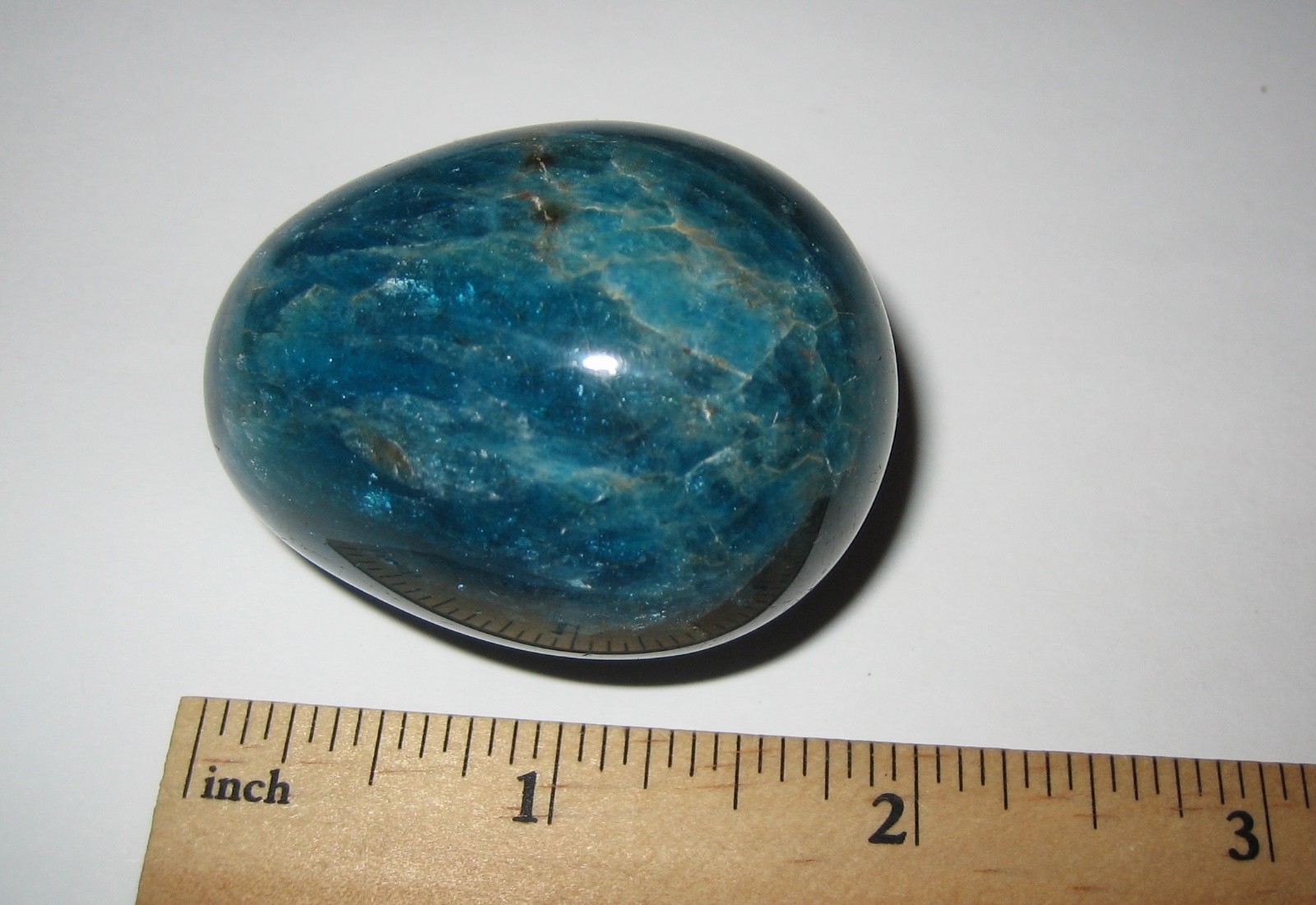 2″ BEAUTIFUL POLISHED NATURAL RICH BLUE APATITE CRYSTAL STONE EGG 112.4grams *1