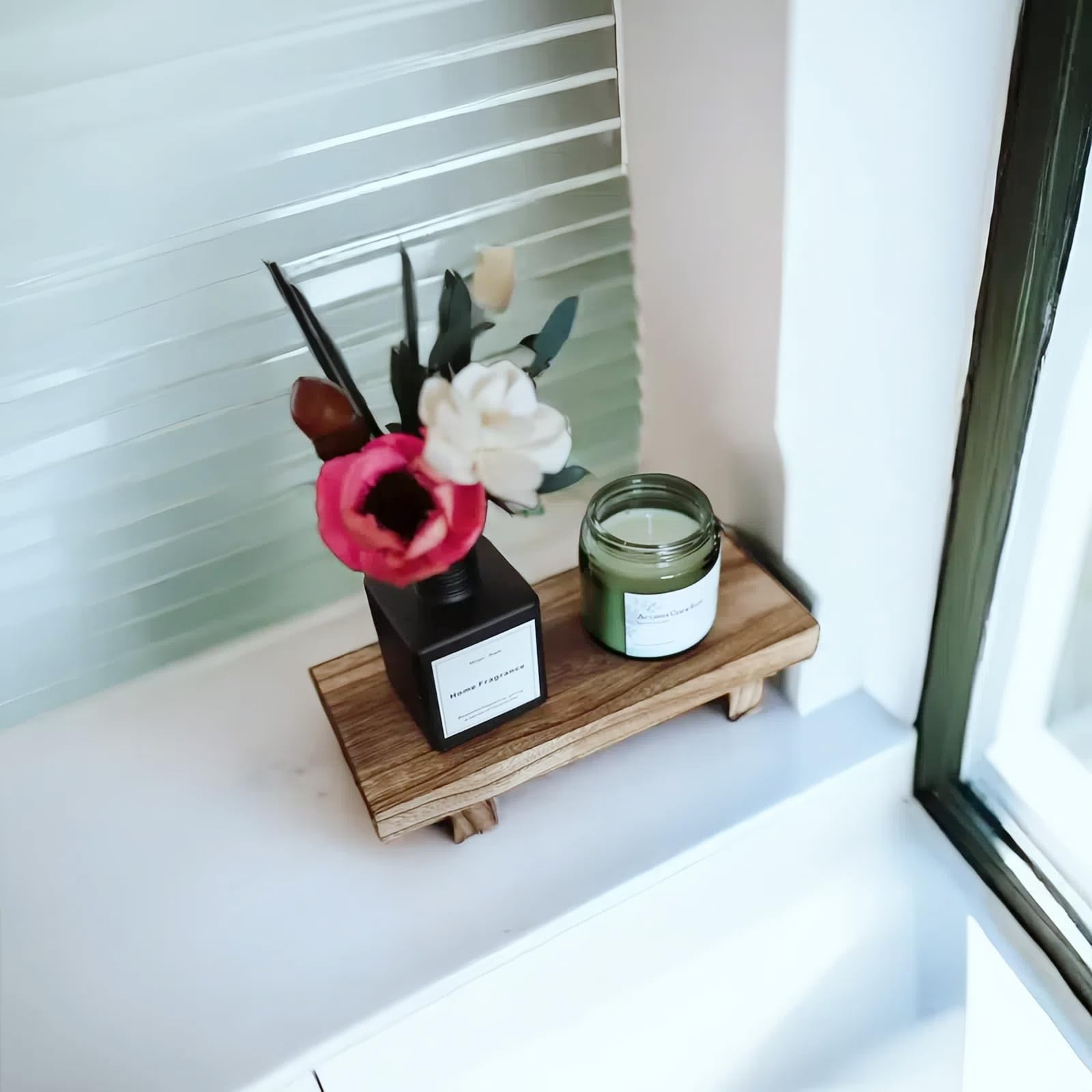 Wood Pedestal Stand Riser 8.66×3.54 Inch Small Wooden Shelf Counter Decor