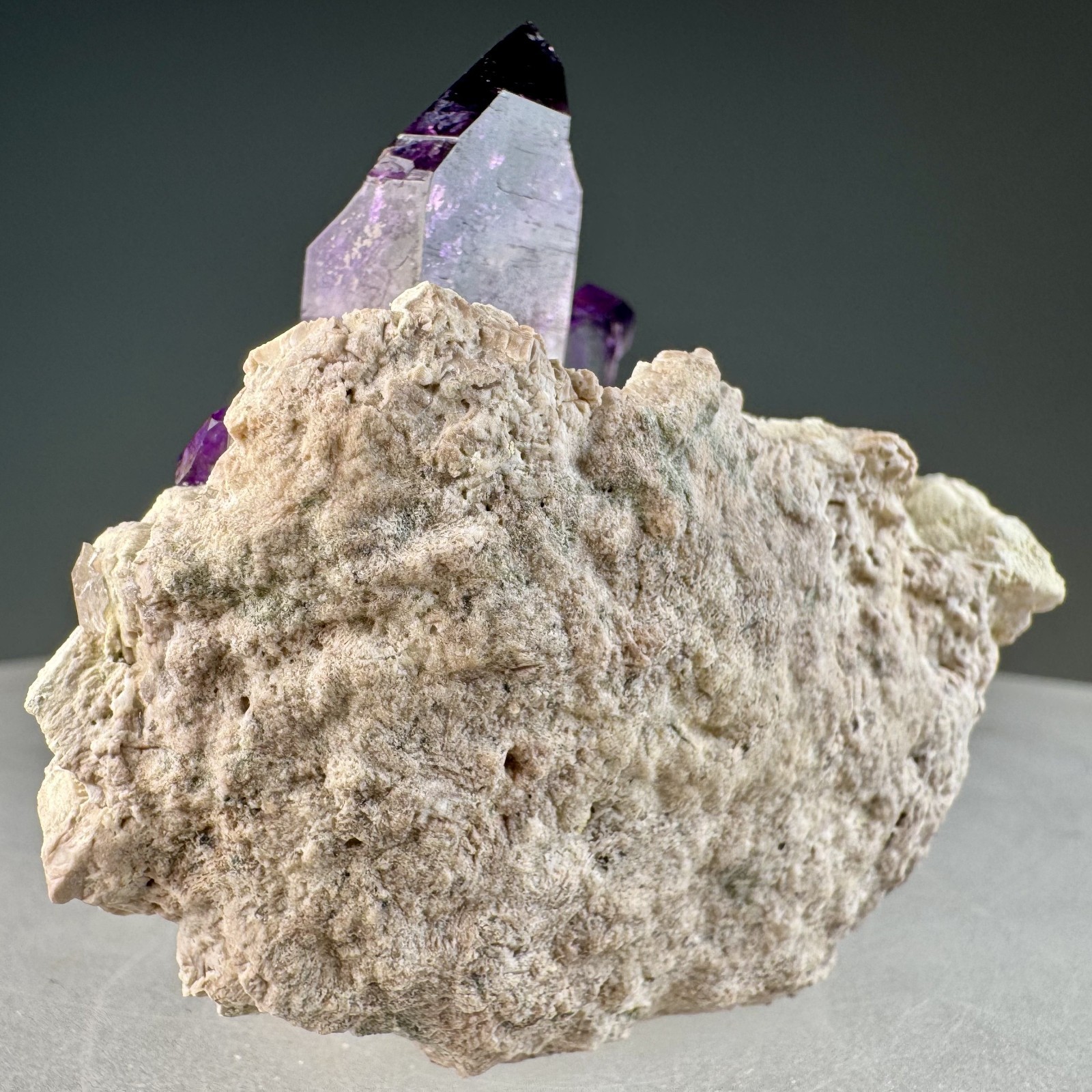 Fine Amethyst Crystals on Microcline: Brandberg Complex, Brandberg Area, Namibia